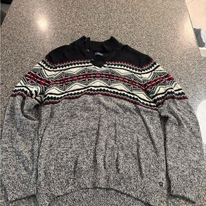 Chaps Black, Gray, and Red Crewneck Sweater